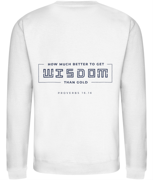 white sweatshirt WISDOM