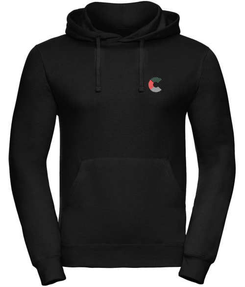 Black hoodie multi logo