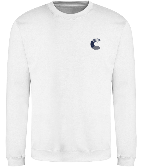 White sweatshirt logo